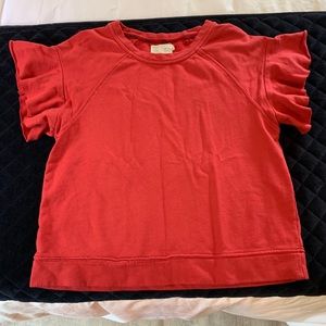 Red Peplum Sleeved Top